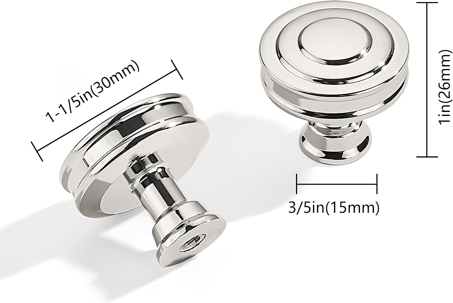 10 Pack 1-1/4 Inch(32mm) Vibrant Polished Nickel Cabinet Knobs Solid Heavy Duty Round Cabinet Knobs Kitchen Cabinet Hardware for Cupboard Drawer Handles Dresser Pulls
