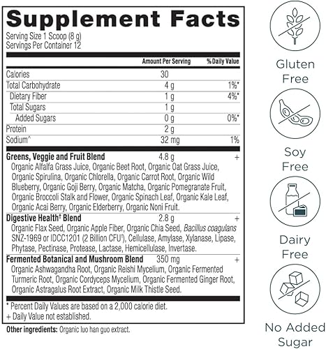 Miniatura 4 de Ancient Nutrition Polvo orgánico SuperGreens con probióticos, verduras orgánicas con sabor a verduras, hecho de frutas reales, verduras y hierbas,