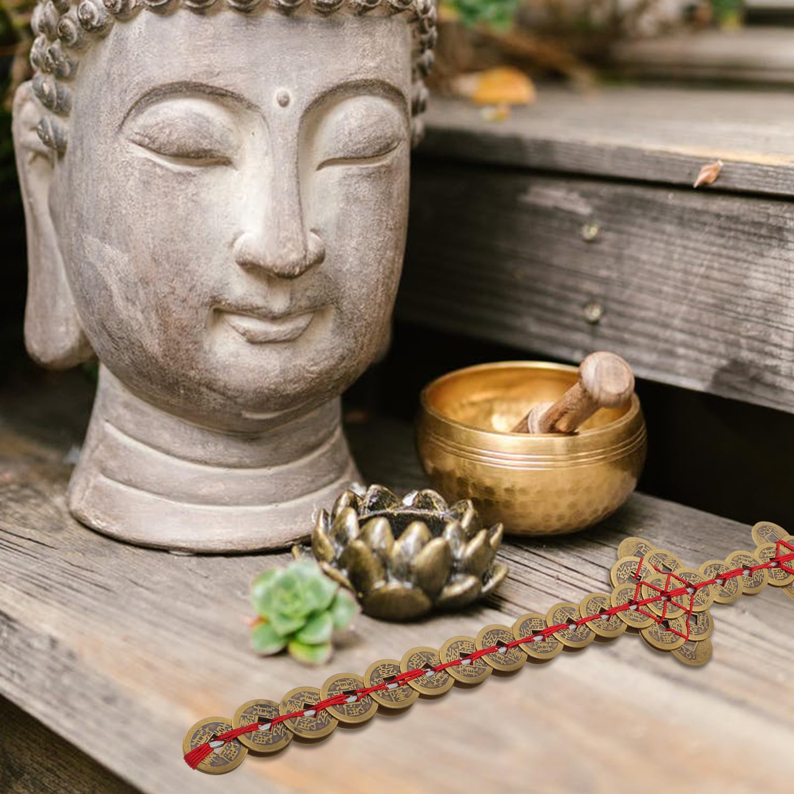 SHINEOFI Espada Decorativa de Cobre Monedas Chinas para Fengshui, Accesorio Hogar Que Atrae Buena Energía y Protege Espacios Familiares