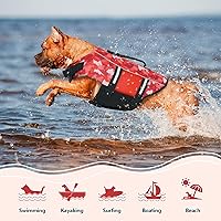 Vista 4 de IECOii Chaleco salvavidas para perros, chaleco salvavidas grande para perros, chaleco salvavidas de seguridad para barcos, traje de baño salvavidas