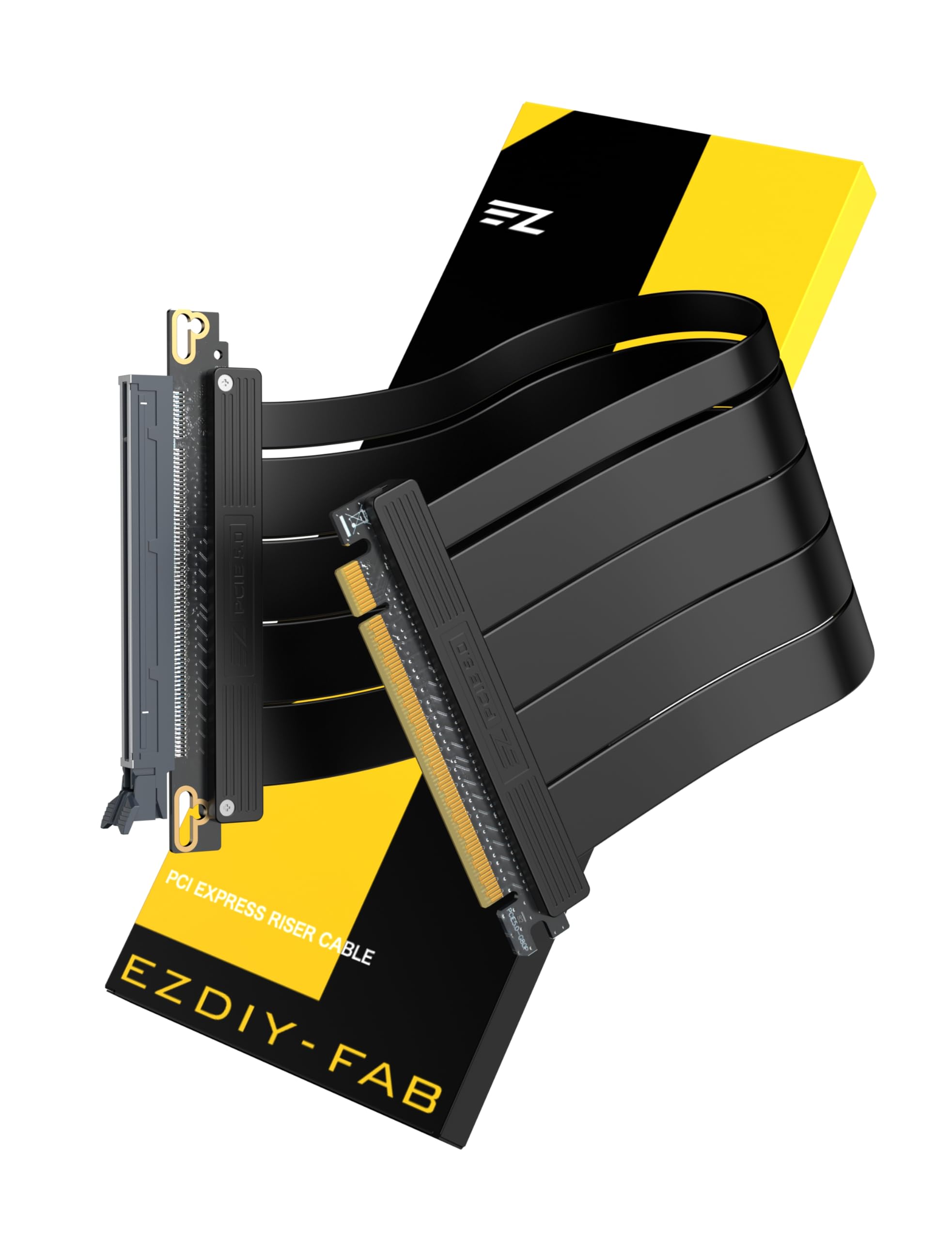 EZDIY-FAB PCIe 5.0 X16 Riser-Kabel,128 GB/s Bandbreite,für RTX 50/RTX 40,RX 9000/RX 7000 GPUs,PCIe-Erweiterungskarte, abwärtskompatibel mit 4.0/3.0,Vertikale GPU-Montage,Gerade-30cm,Schwarz