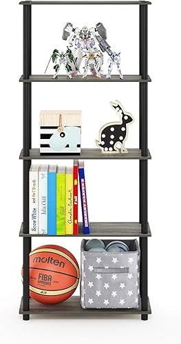 Miniatura 4 de Furinno TURN-N-TUBE - Estantes de almacenamiento, estantería de 5 niveles, estantería de esquina, estantes abiertos sin herramientas, para