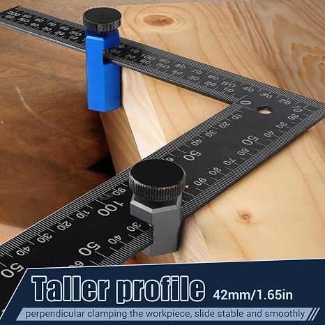 Tall Stair Gauges for Framing Square with Holder and Carabiner Stair guages Knobs Tool for Circular Saw Metal Stair Stringer Layout Tool for Carpentry Squares Stair and Rafter Gauge Clamps