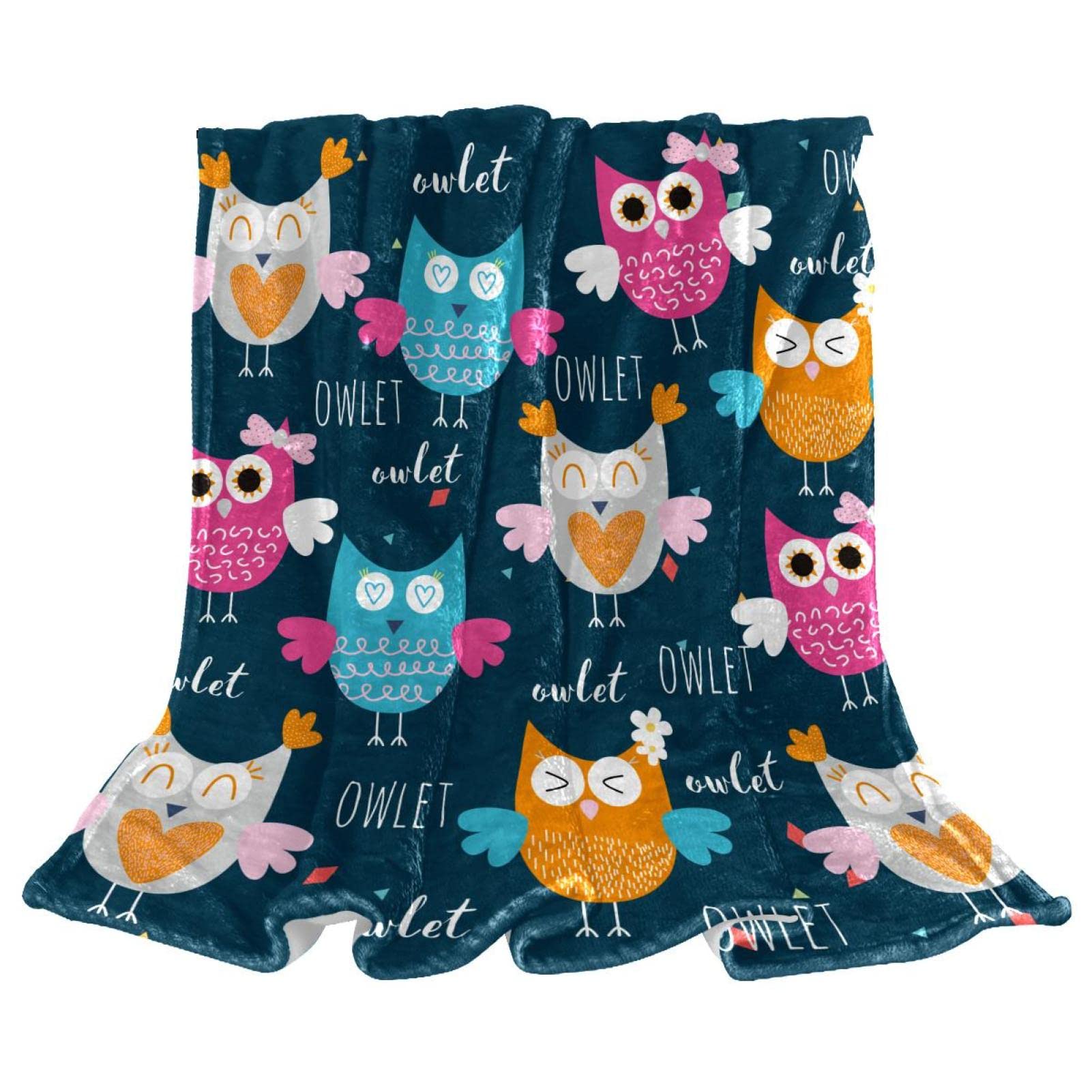 Couverture de lit moelleuse anti-froid pour chambre d'enfant hibou
