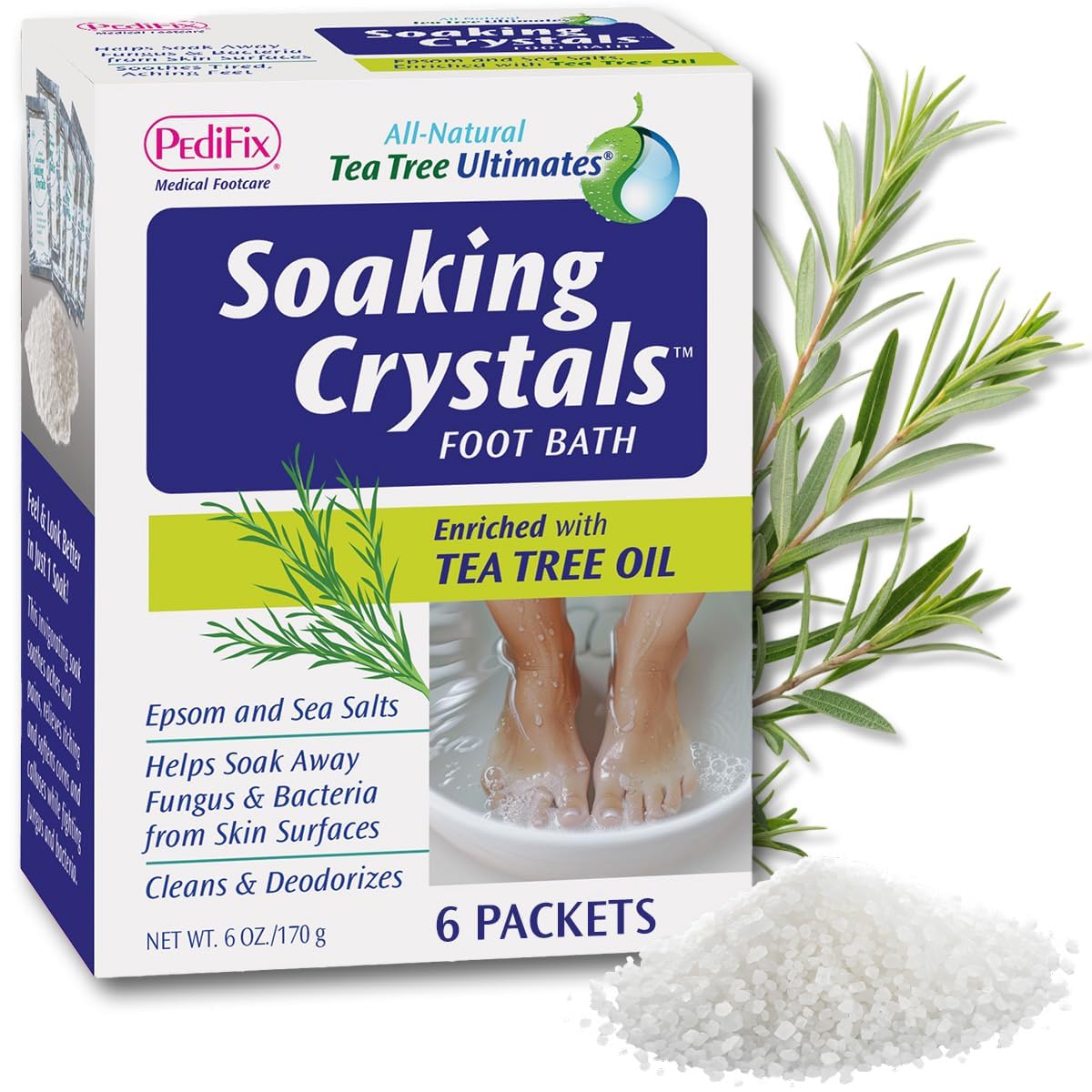 PediFix Soaking Crystals Foot Bath, Tea Tree & Epsom Salt 1 Pack