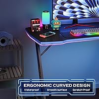 Vista 6 de PayLessHere Mesa de juego de 39 pulgadas Azul Escritorio para computadora en forma de Z con marco de acero, gancho para auriculares, pies