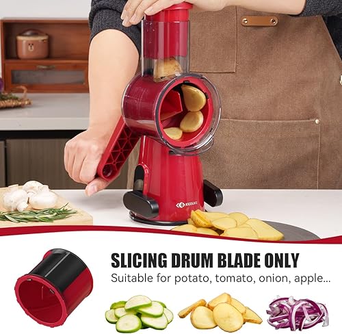 Miniatura 4 de KEOUKE Picadora y rebanadora de verduras de manivela de mano, cortador manual 2 en 1 con herramientas de limpieza, base de succión antideslizante,