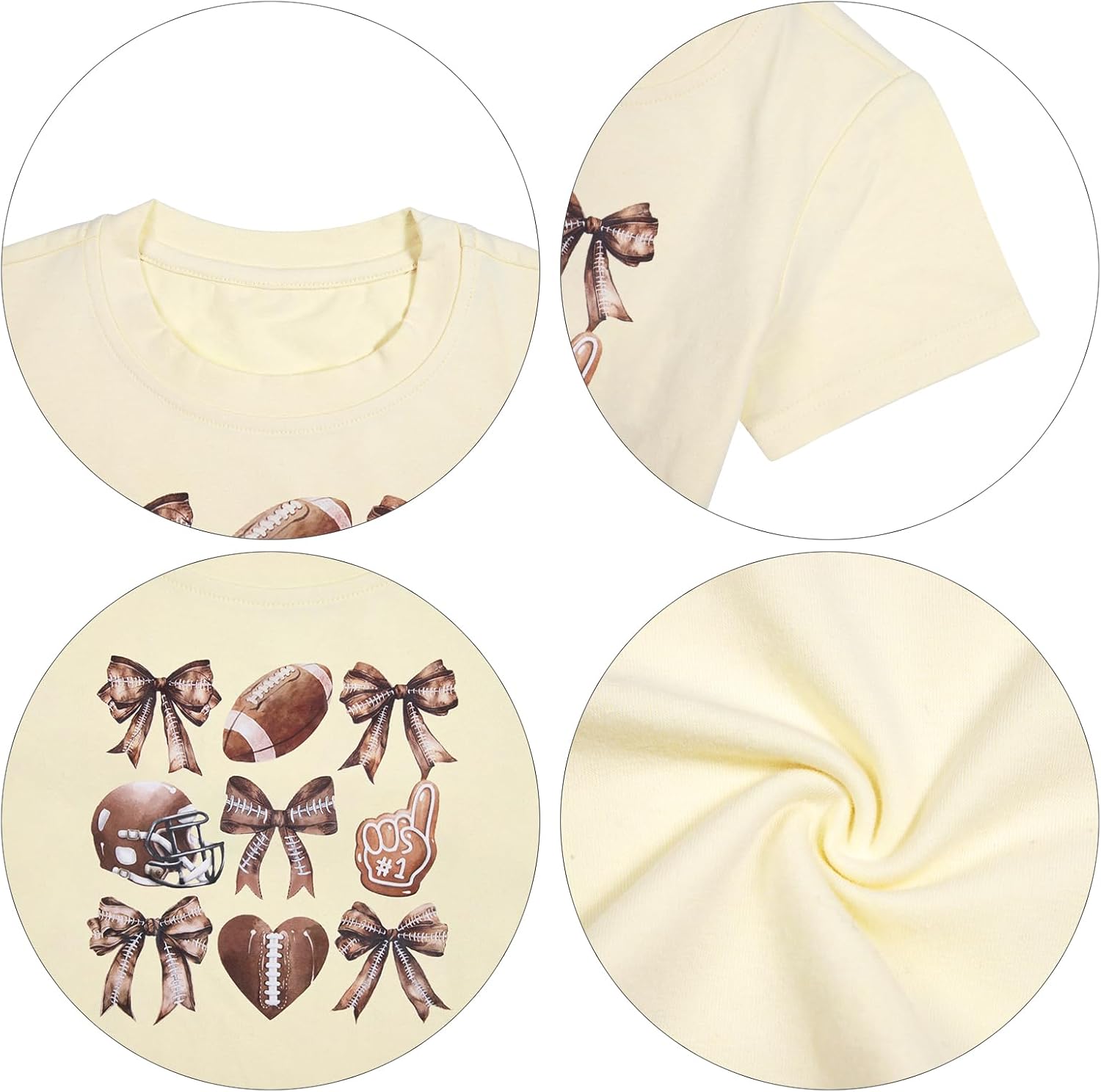 JINTING Football Shirts for Boys Girls Game Day Tshirt Toddler Football Season Tee Kids Bow Coquette Tops - Image 6