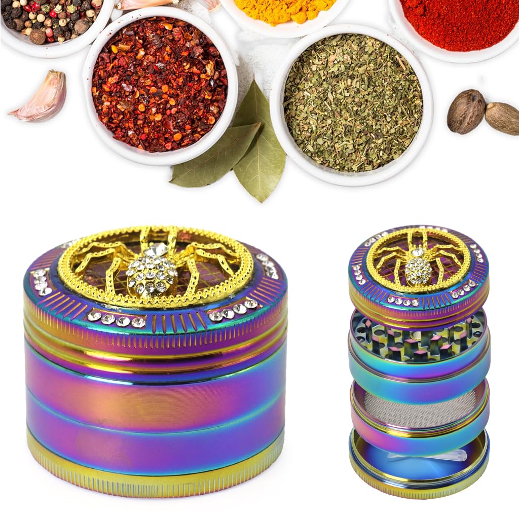 HASTHIP® Crusher for Weed and Herb Grinder Spice Mill - Compact Weed Crusher for Grinding Herbs and Spices with 4-Layer Design, Elegant Design for Christamas Gifts