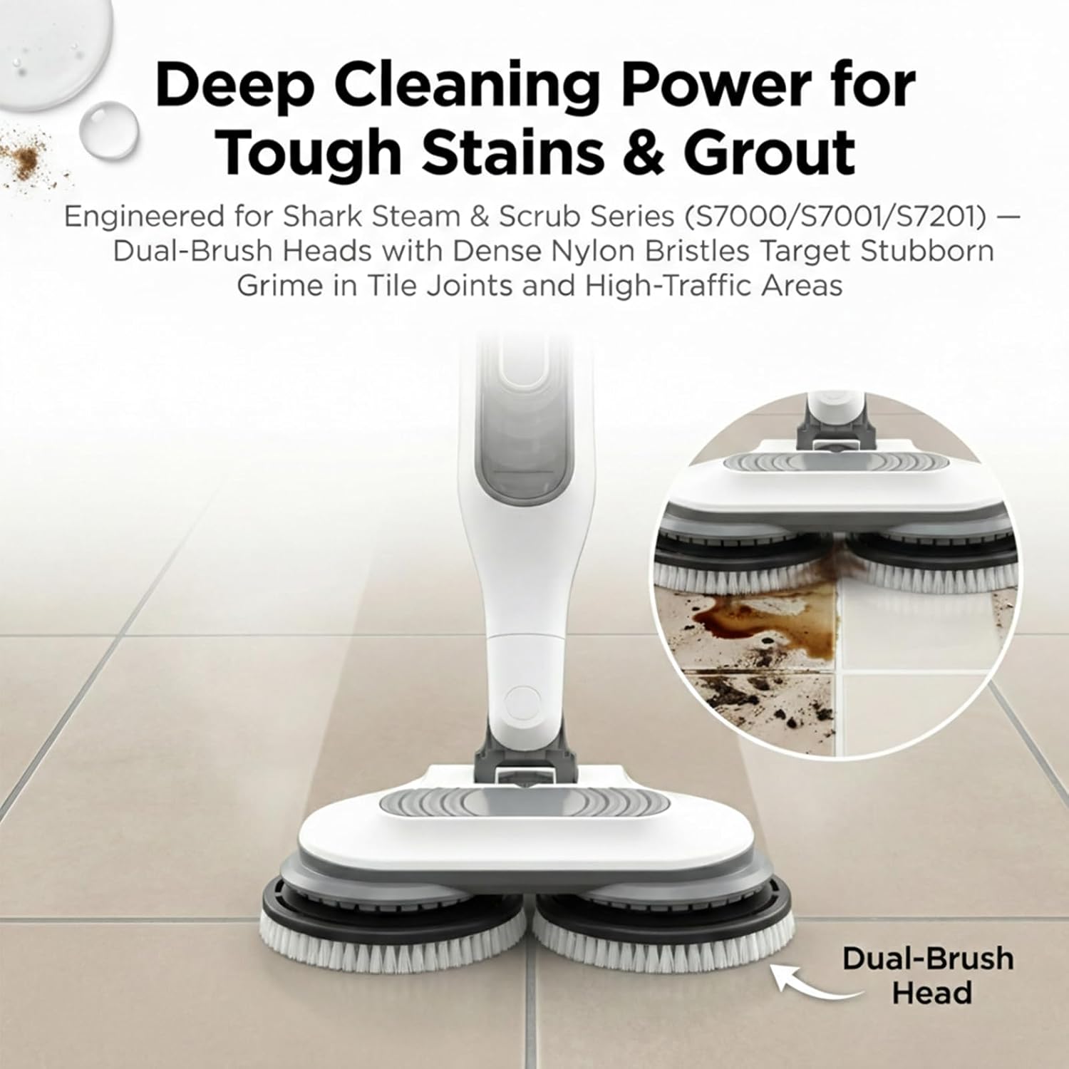 Newly Upgraded Steam Mop Replacement Brush Pads for Shark Steam and Scrub Mop S8201 S8001 S7201 S7000 Series, 2 Count