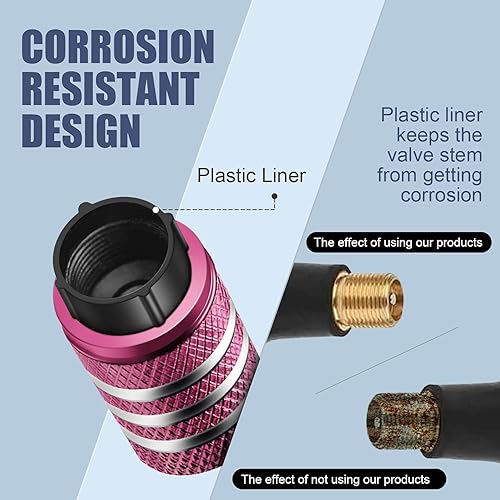 Vista 68 de Cubierta de tapón de válvula para neumático Paquete de 5 tapas de aire de metal, forro de plástico, resiste la corrosión, contra fugas, de rock and