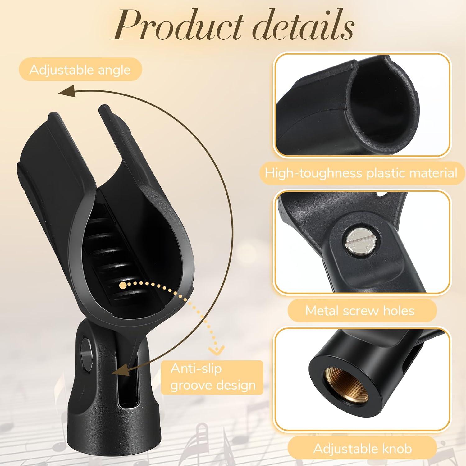 2 Pcs Universal Microphone Clip Holder, 5/8" Male to 3/8" Female Screw Adapter Adjustable Mic Clip Holder for Handheld Microphones and Recording Condenser image 4