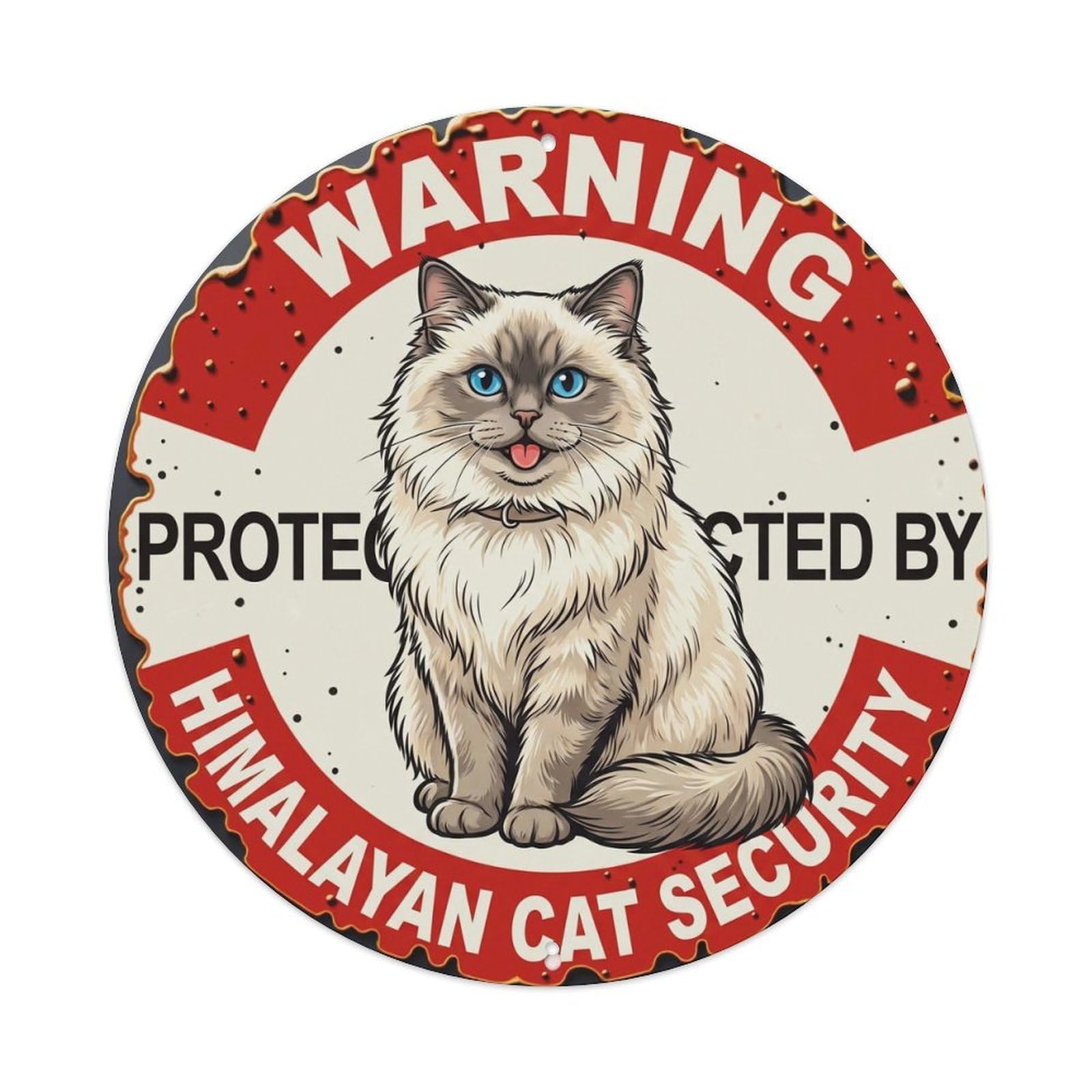 Tgrcjimh Style Metal Tin Sign Warning Protected By Himalayan Cat Security Vintage