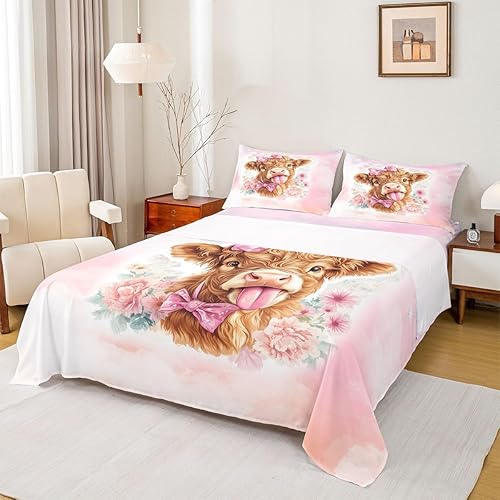 Miniatura 18 de Castle Fairy Daisy Florals Sheet Sets Full Size,Hippie Flowers Fitted Sheet Set,Kids Teens Bedroom Decor,70s Retro Floral Bed Sheets Set 4pcs(1 Baby