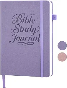 Bible Study Journal with Embossed Leather Cover - Purple