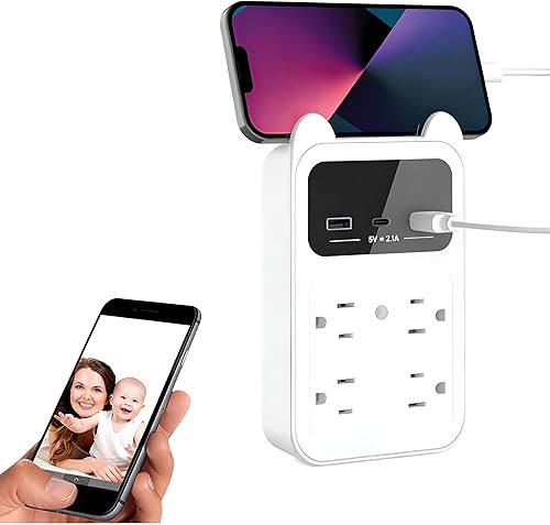 Cámara de salida de pared - Cámara de carga USB - Mini cámara inalámbrica Full HD 2K - Gran angular de 120° para una seguridad interior discreta