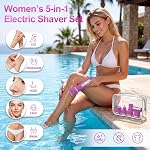KINGTEE 5 en 1 Bikini Trimmer femmes, Razor électrique pour les femmes, Rasoir électrique pour femmes rechargeables,IPX7 Trimmer bikini imperméable, Trimmer sans cheveux pour visage, Legs, Hair, Bikini (rose rose)