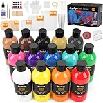 Nicpro 14 Couleurs Grand ensemble acrylique pour peinture (33.8 oz,1000 ml) Prémélange de produits de peinture à haut débit avec huile de silicone pour, gants pour la création de cellules débutante DIY, Prêt à verser