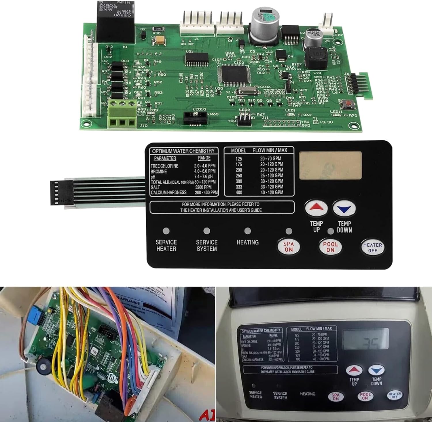 42002-0007S Control Board Kit with 472610Z Heater Electrical System Switchs Pad for Swimming Pool Easy Installation Private Pool Owner
