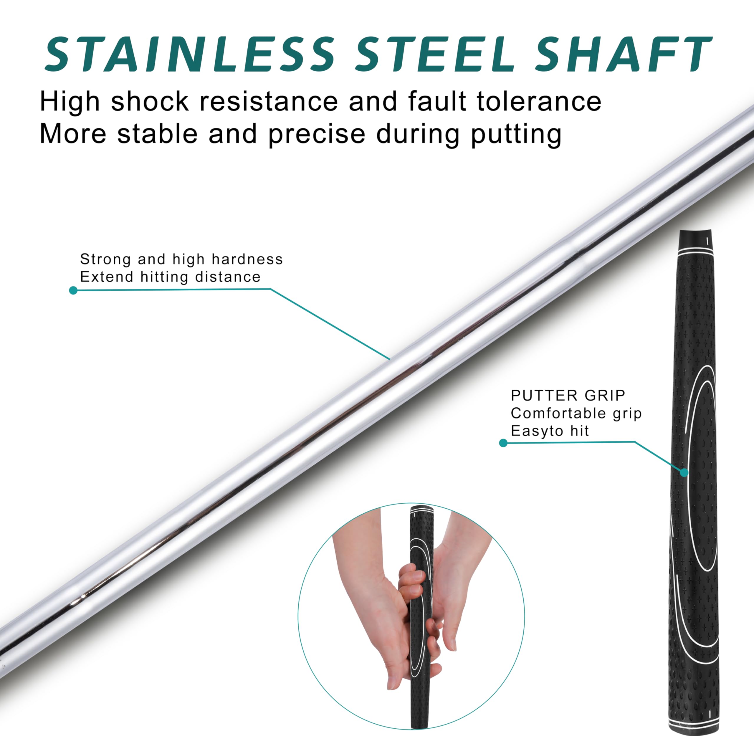 'PGM Oversea Golf Putter - Putters for Men Right Handed & Left Handed - Blade Putter for Straighter Putts - [Length:33''-34''-35'']'