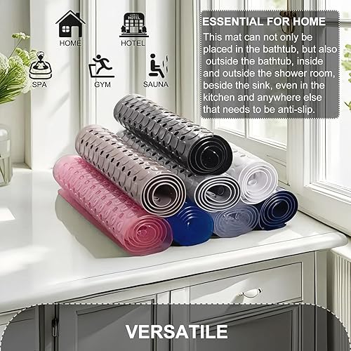 Miniatura 7 de Tapete de baño para bañera y ducha, tapete de baño suave antideslizante con ventosas y agujeros de drenaje, lavable a máquina, tapete de baño para