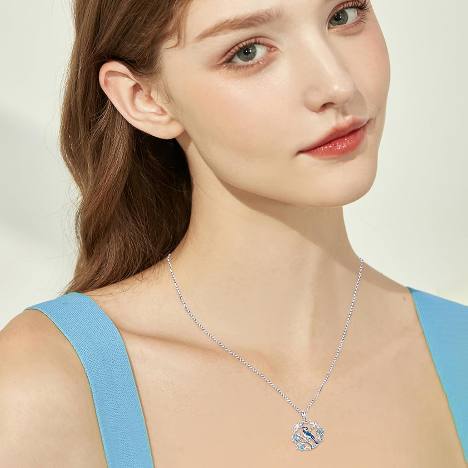 Blue Jay Necklace 925 Sterling Silver Bird Necklace Blue Jay Pendants Bird Gifts for Lovers Women Jewelry Christmas Birthday Gift - Image 7