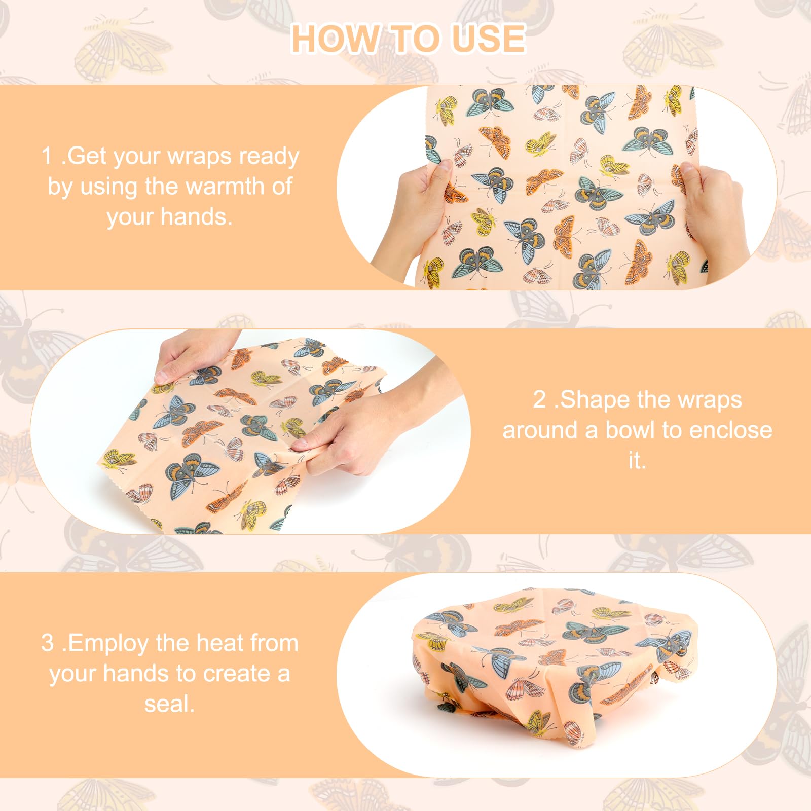 9 Piezas Tela Encerada para Alimentos, Envoltorio Cera de Abeja Reutilizable, Papel Cera de Abeja para Alimentos, Film Ecológico sin Plástico para Pan Sandwich Cocina — view 5