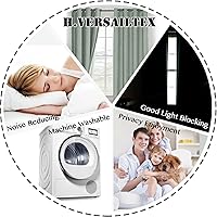 Vista 227 de H.VERSAILTEX Cortinas 100% opacas con aislamiento térmico, texturizadas, de lino, con bloqueo completo de calor y luz, para sala de estar y Negro