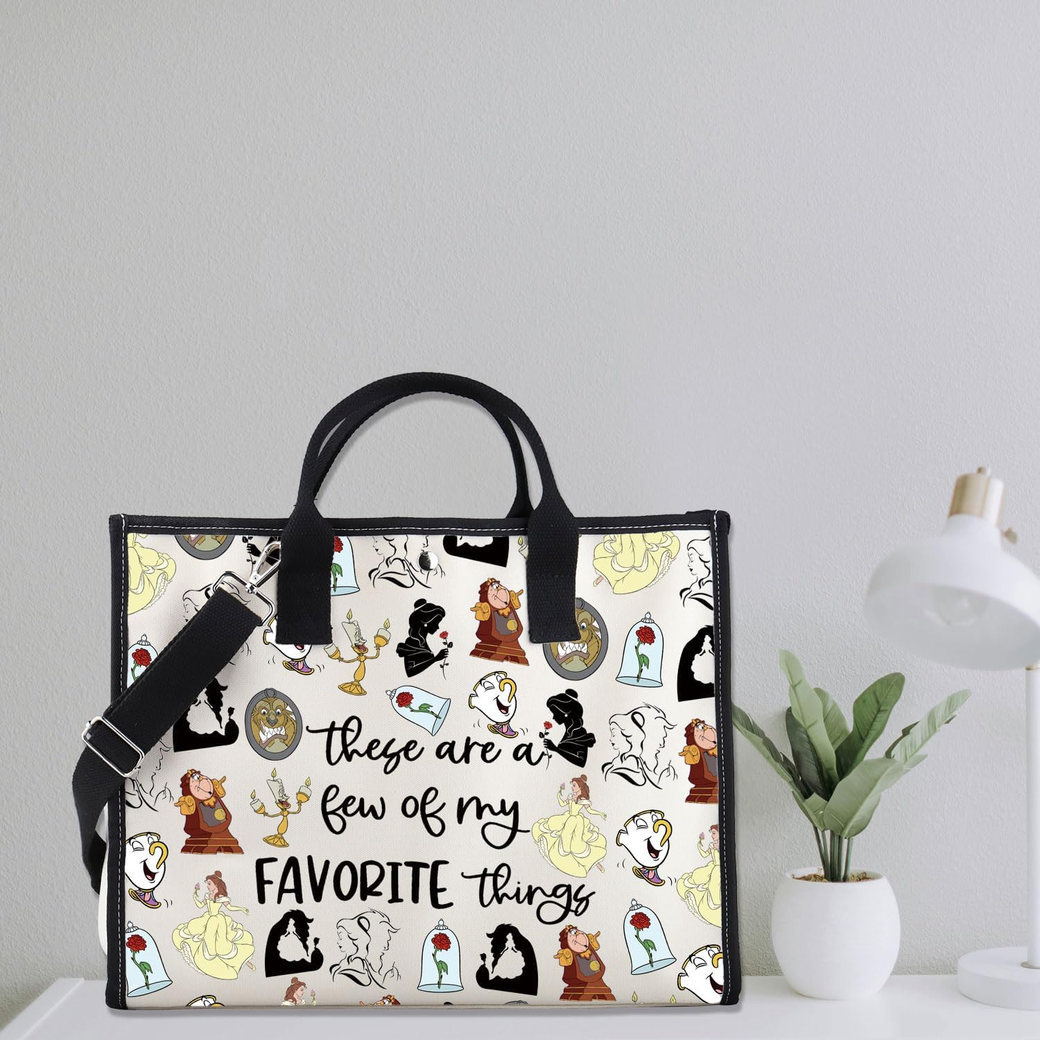 ENSIANTH Beauty Inspired Shoulder Bag Belle Princess Lover - Fairy Tales - A Tale as Old as Time-Family Trip -Beast Tote Bag (Beauty thing TB)