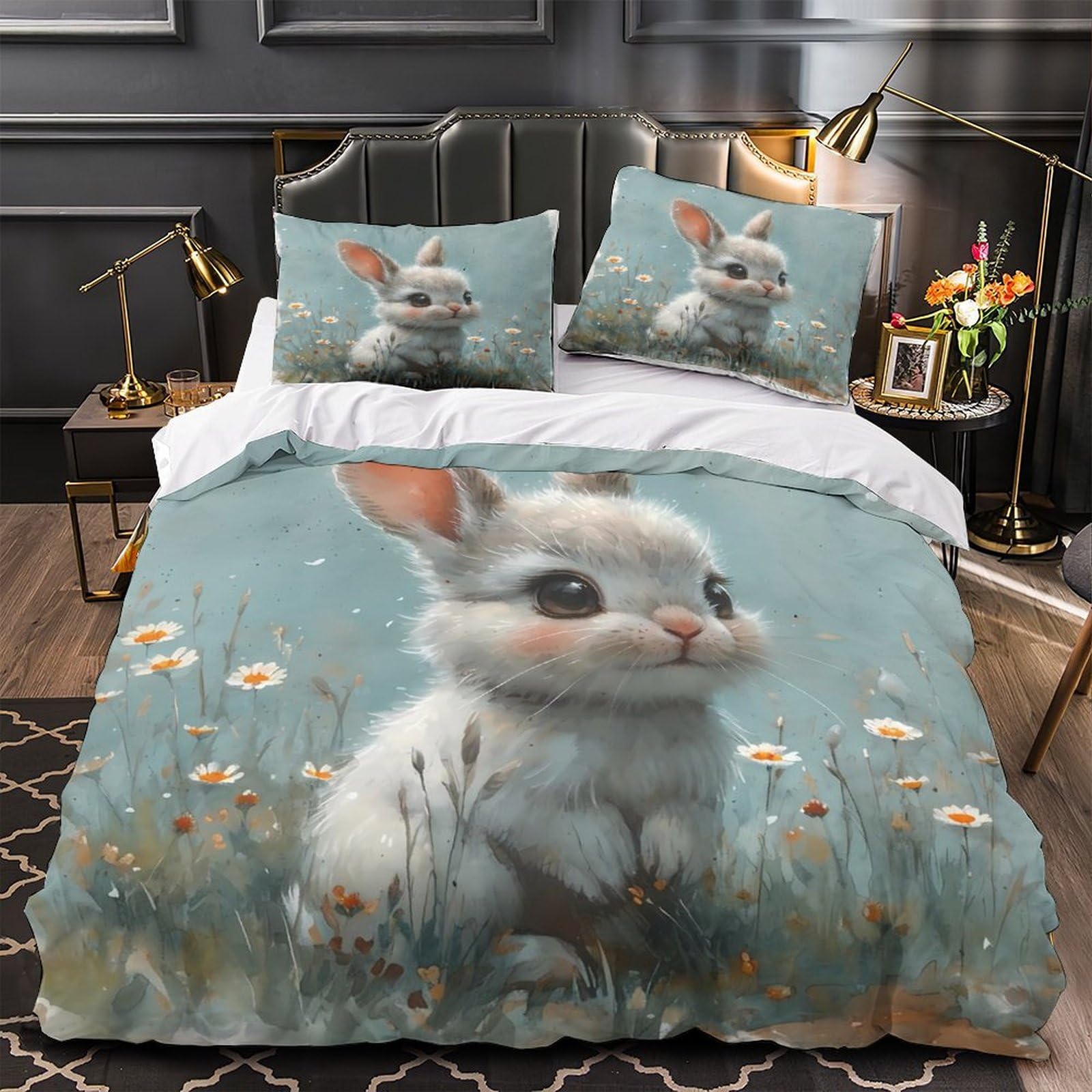 Housse de couette lapin pour chambre adulte cocon douillet 3D