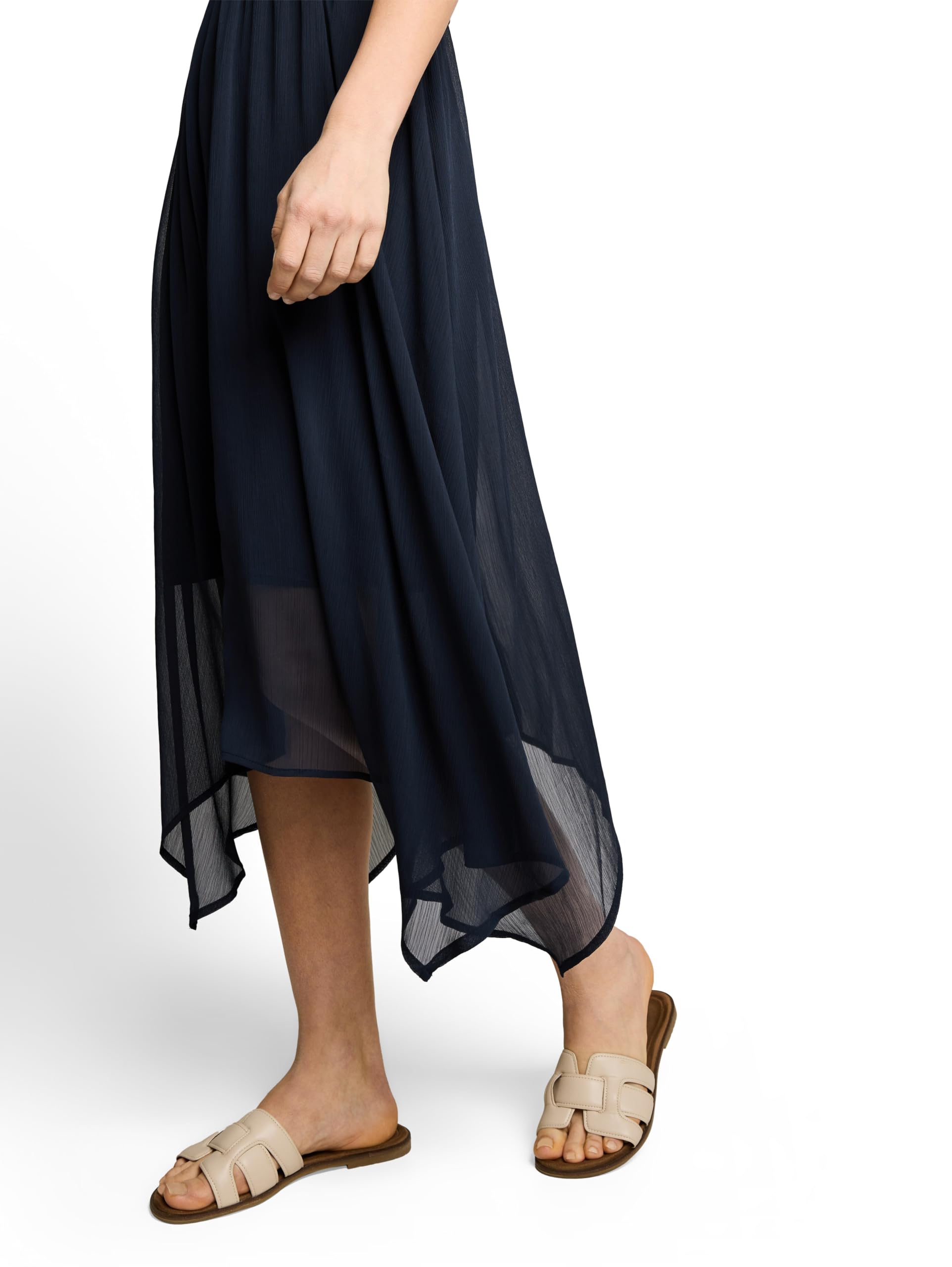 Tom Tailor Damen 1053213 Chiffon Kleid mit V-Ausschnitt