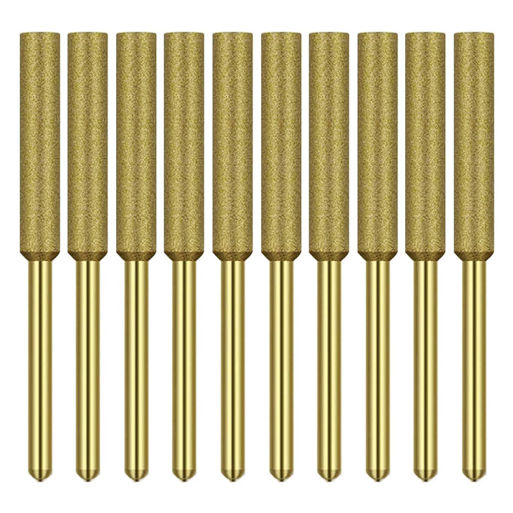 Donaasoal 10 Pcs Electric Chainsaw Sharpener Stone Burr Grinding Stone File,Titanium Plated Sharpening Wheels (4.0Mm)