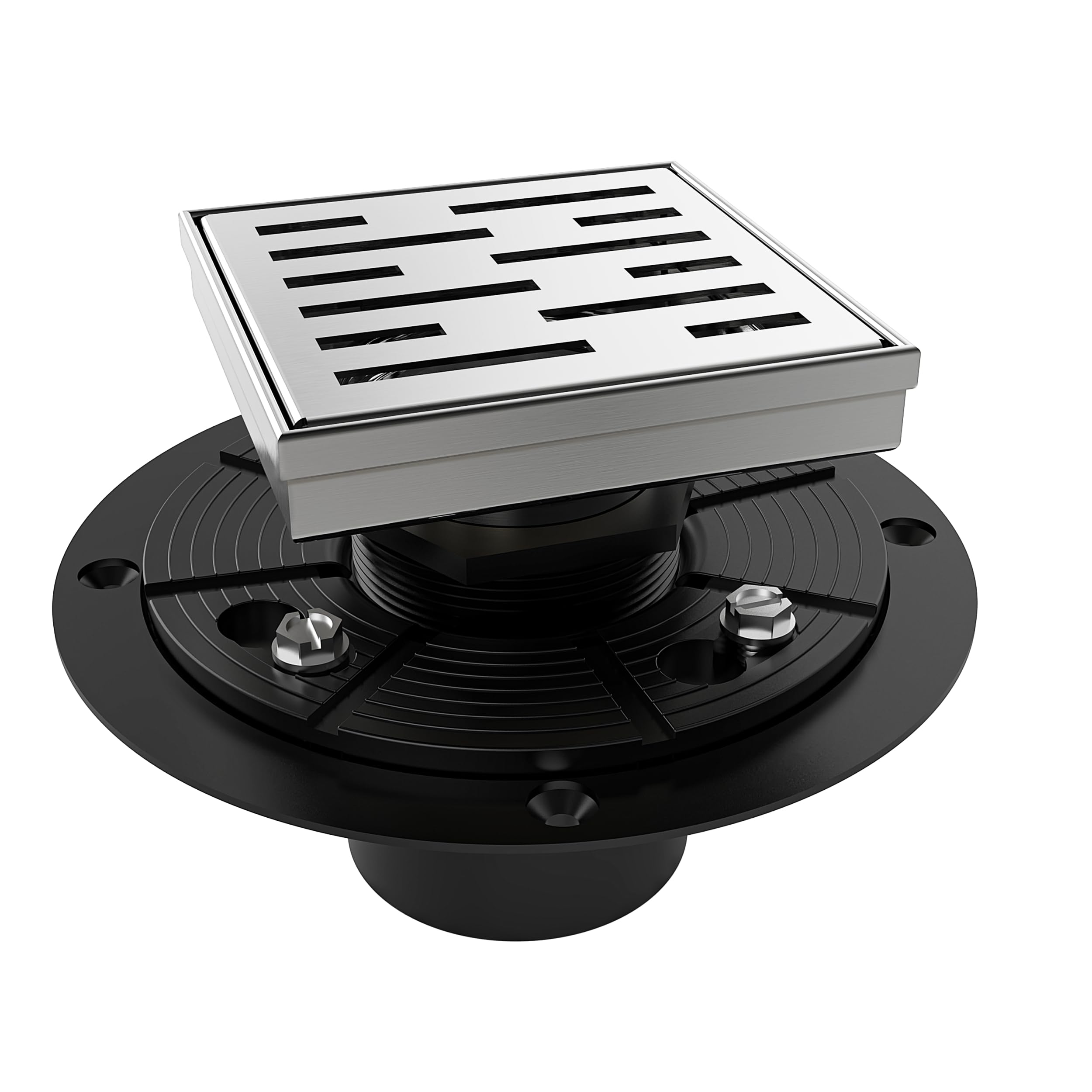 WEBANG 4 Inch Square Shower Floor Drain with Flange, Quadrato Pattern Grate Removable, Food-Grade SUS 304 Stainless Steel, Watermark & CUPC Certified, Brushed Red Bronze Antique Copper