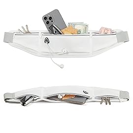 Running Belt Slim Fanny Packs for Women Men, White Waist Pack Bag Phone Holder for Running