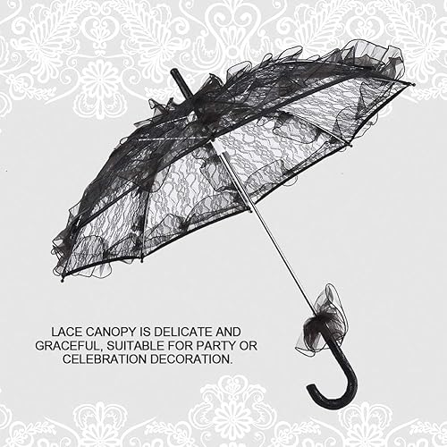 Miniatura 4 de GLOGLOW Paraguas de encaje negro para novia, boda, fiesta, baile, fotografía, decoración, accesorio de disfraz de señora