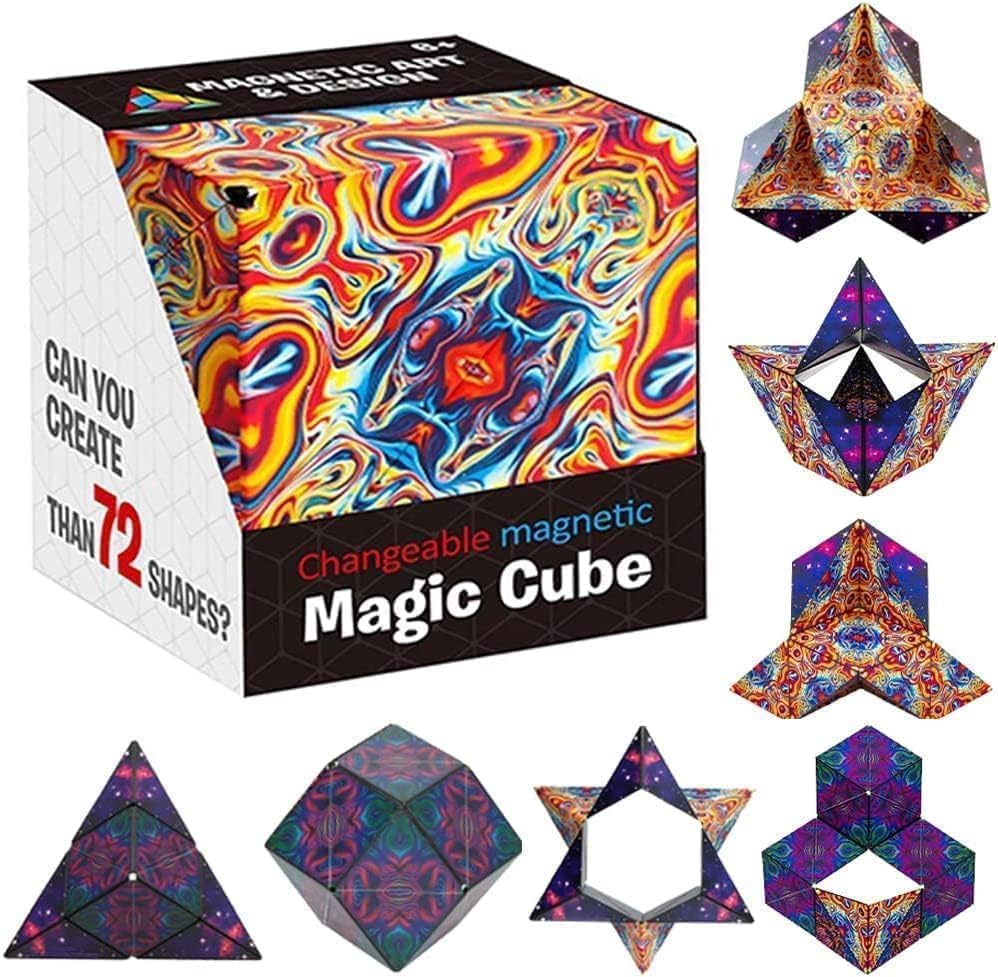 Umadiya® Magic Cube Shape Shifting Puzzle Box - Magnetic Cube Puzzle Fun Cube - Fidget Cube Mind-Challenging Fun Game Magnetic Cube Transforms Into Over 70 Shapes
