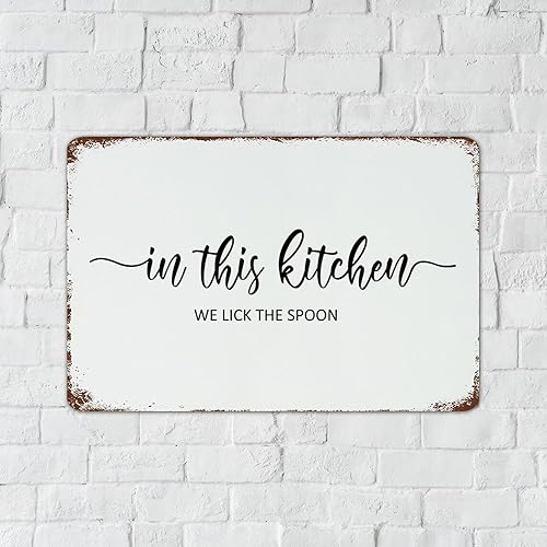 Miniatura 5 de Autravelco Letreros de metal personalizados para exteriores en esta cocina, We Lick The Spoon, decoración del hogar, letrero de metal de aluminio
