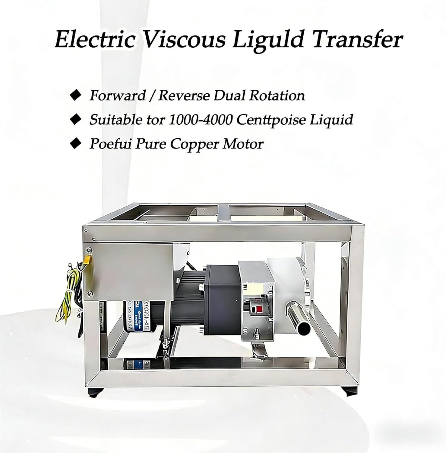 Electric Viscous Liquid Transfer Pump 500-4500 Centipoise 90w Gear Pump Adjustable Speed Forward Reverse for Honey Paste Peanut Butter Food Fluids Molasses