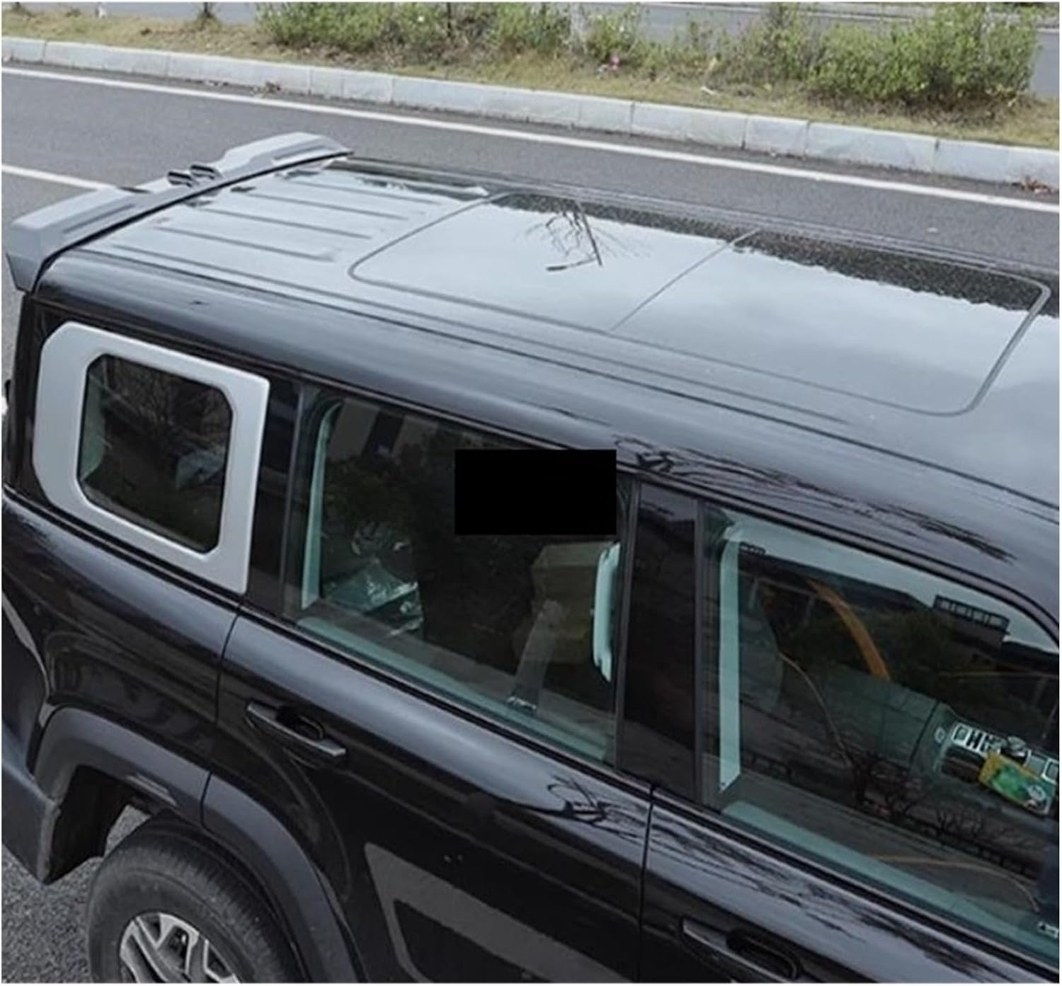 Car Styling Accessories Exterior Sticker Compatible with Baic Beijing BJ40/ICKX K2 2024 + Rear Trunk Roof Spoiler Fixed Wind Tail Wing Cover(Black)