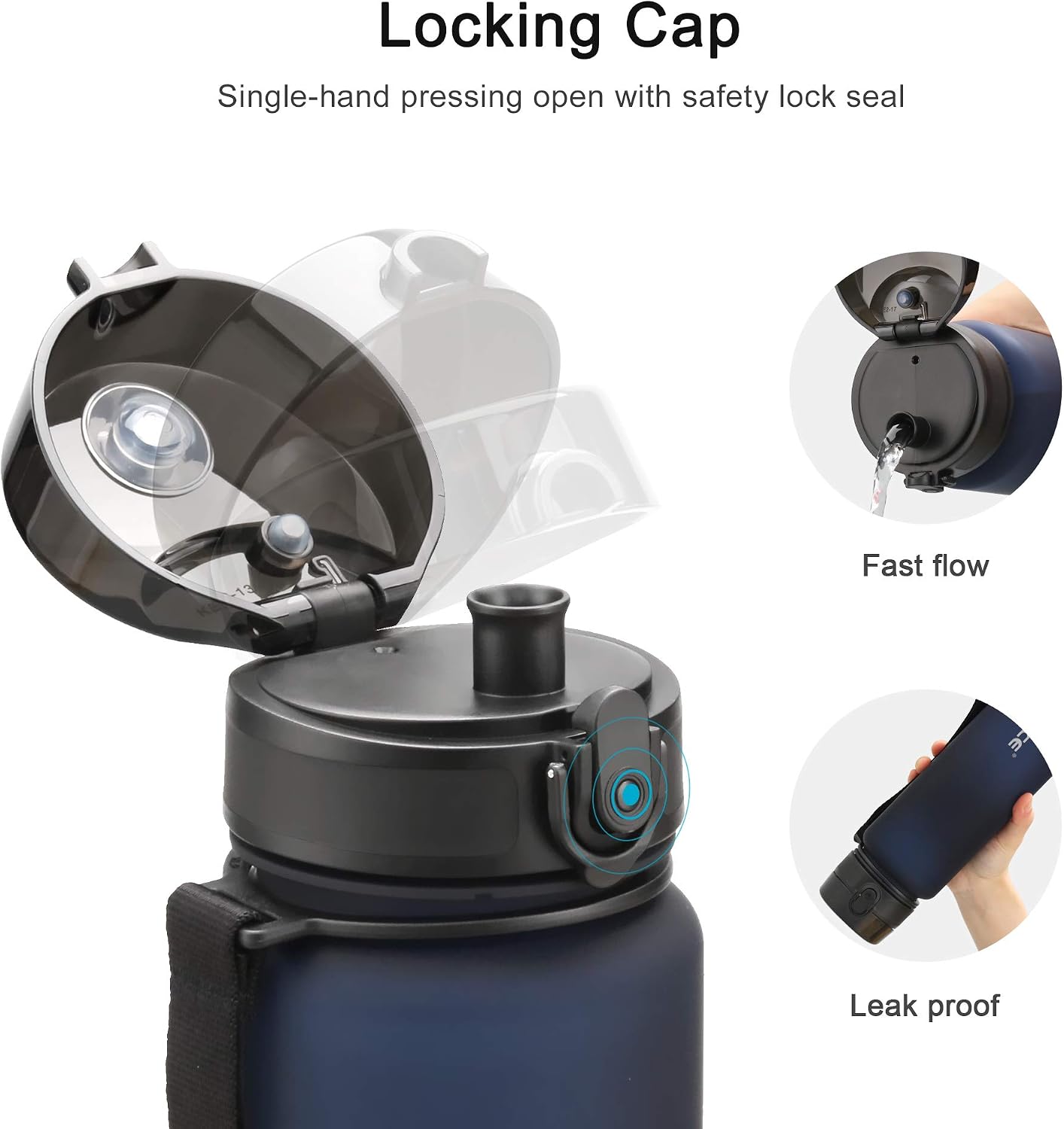 UZSPACE Sports Water Bottle with Strainer, BPA Free Drinking Bottles for Adults, Gym Water Bottle 800ml with Capacity Scale - Image 5
