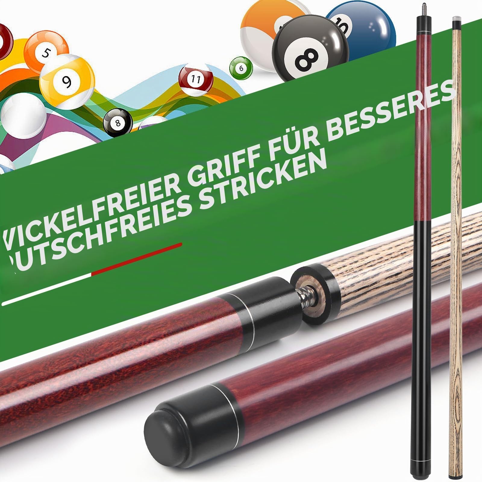 AKLOT Pool Queue, Schwerer Sprungbruch Pause Billard Queue 21/23/23~25/28oz 1 Stück Pool Stick 14mm Bakelite Tip für Explosive Breaks und Mühelose Sprünge