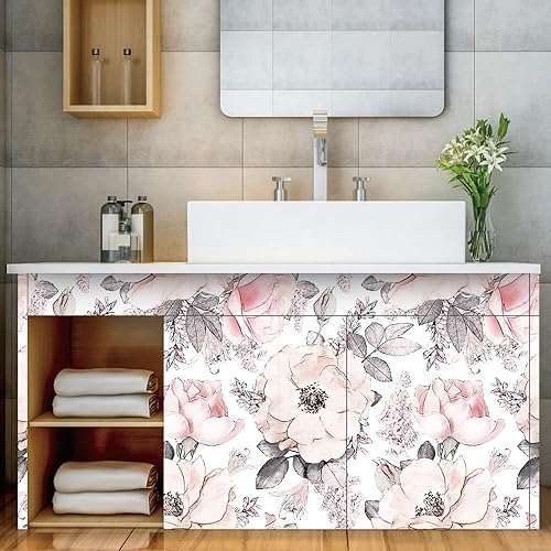 Miniatura 3 de Papel tapiz vintage para despegar y pegar, autoadhesivo, extraíble, acuarela, papel tapiz floral de vinilo de peonía, papel de contacto para