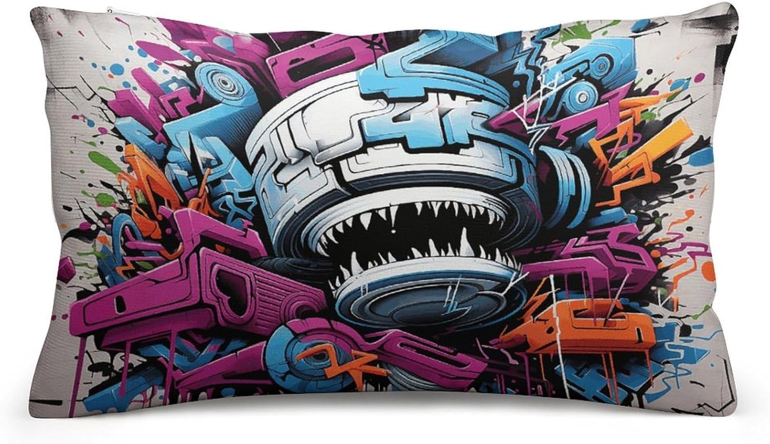 Colorful Graffiti Pillow Cases Queen Size Set of 1 Soft Comfortable Throw Pillows Covers Decorative Pillowcase with Zipper Bed Cushion Covers for Couch Sofa Bedroom 8"x12"