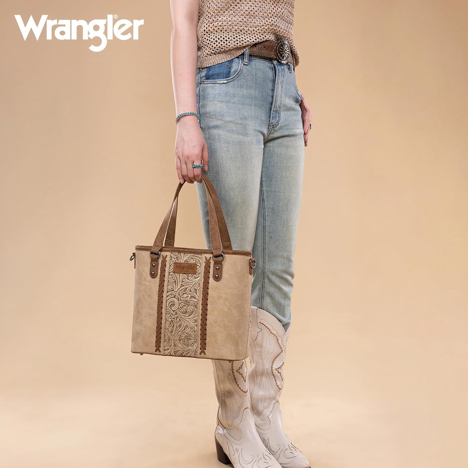 Montana West X Wrangler Tote Bag for Women Western Purses with Detachable Strap Medium Satchel Handbags | with Crossbody Strap - Image 3