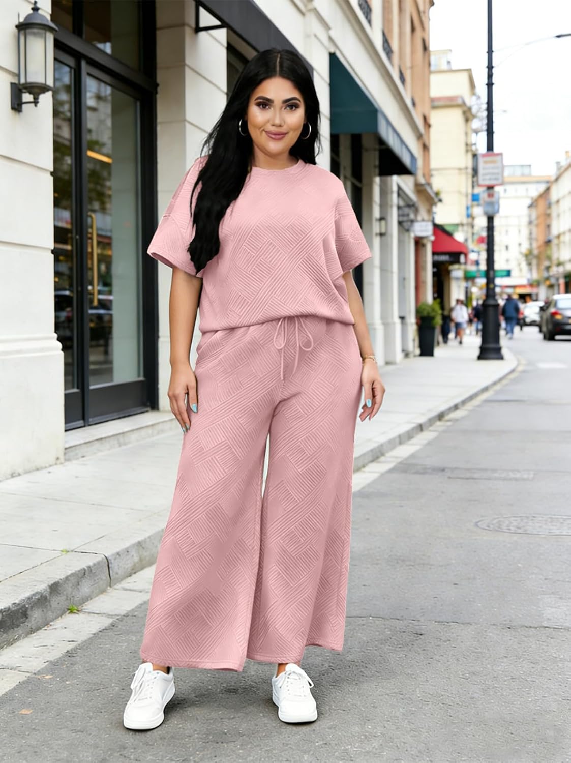 Bealin Track Suits for Women Set Short Sleeve Tops Wide Leg Pants 2 Piece Lounge Sets Loose Fit Matching Outfits - Image 3