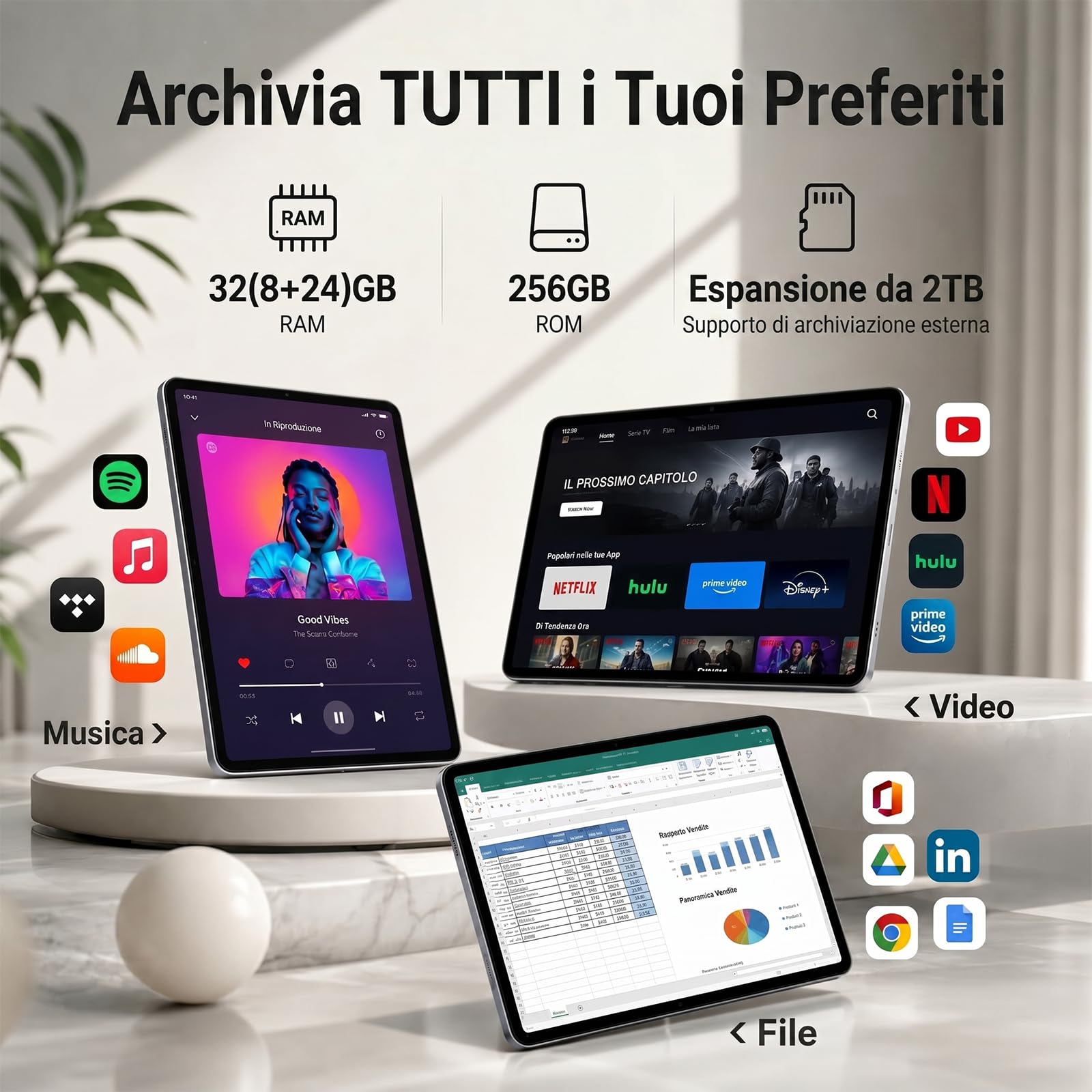 Tablet Android 16 da 11,5 Pollici con Bundle Tastiera, Display BOE 2.8K | Ampio spazio 32GB+256GB | Luminosità 500 nit | Gemini AI | Slot Dual SIM e garanzia di 4 anni per famiglia, studenti e viaggi