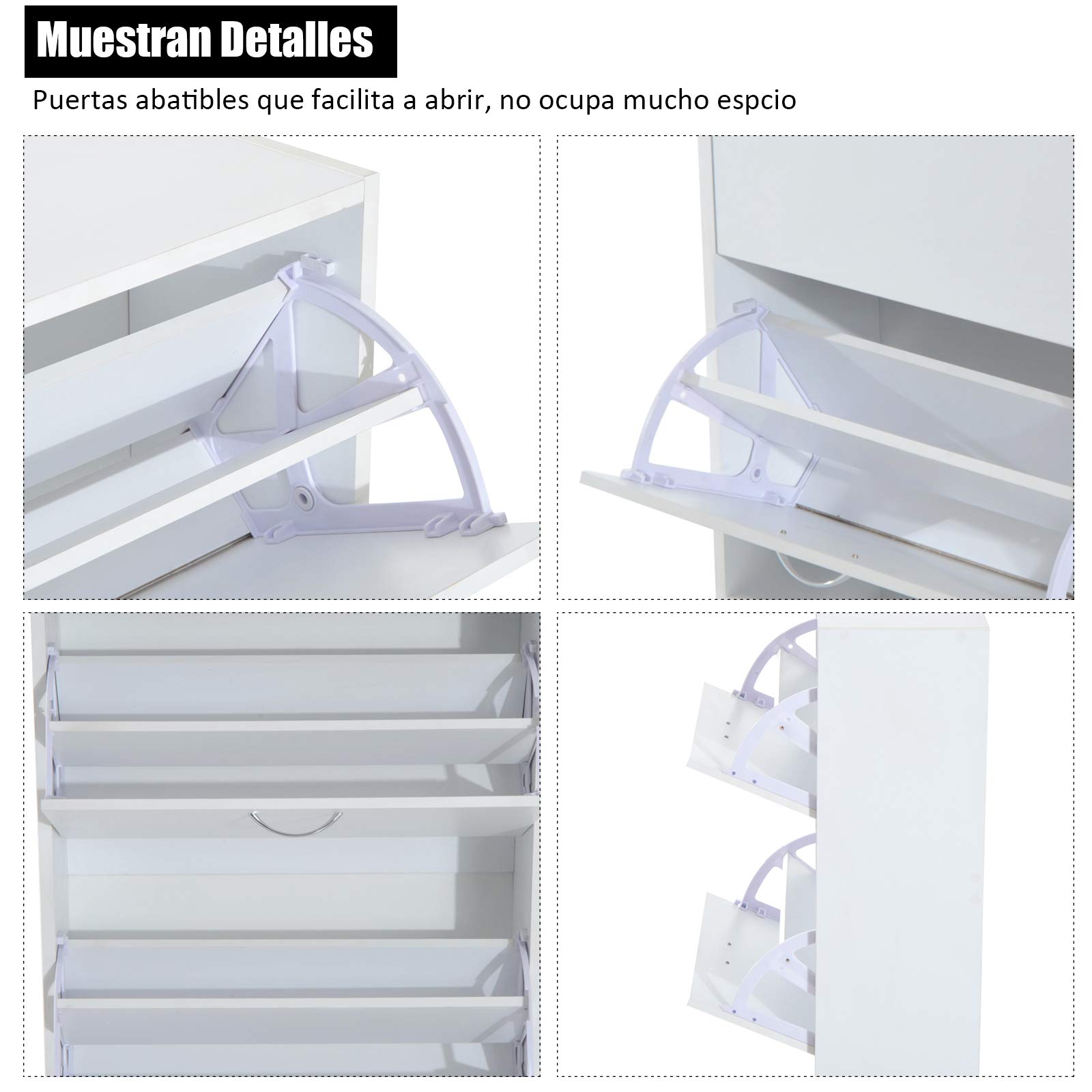 HOMCOM Zapatero Moderno Zapatero de Entrada Recibidor Estrecho con 2 Cajones y Estantes Ajustables para Pasillo 60x24x80 cm Blanco