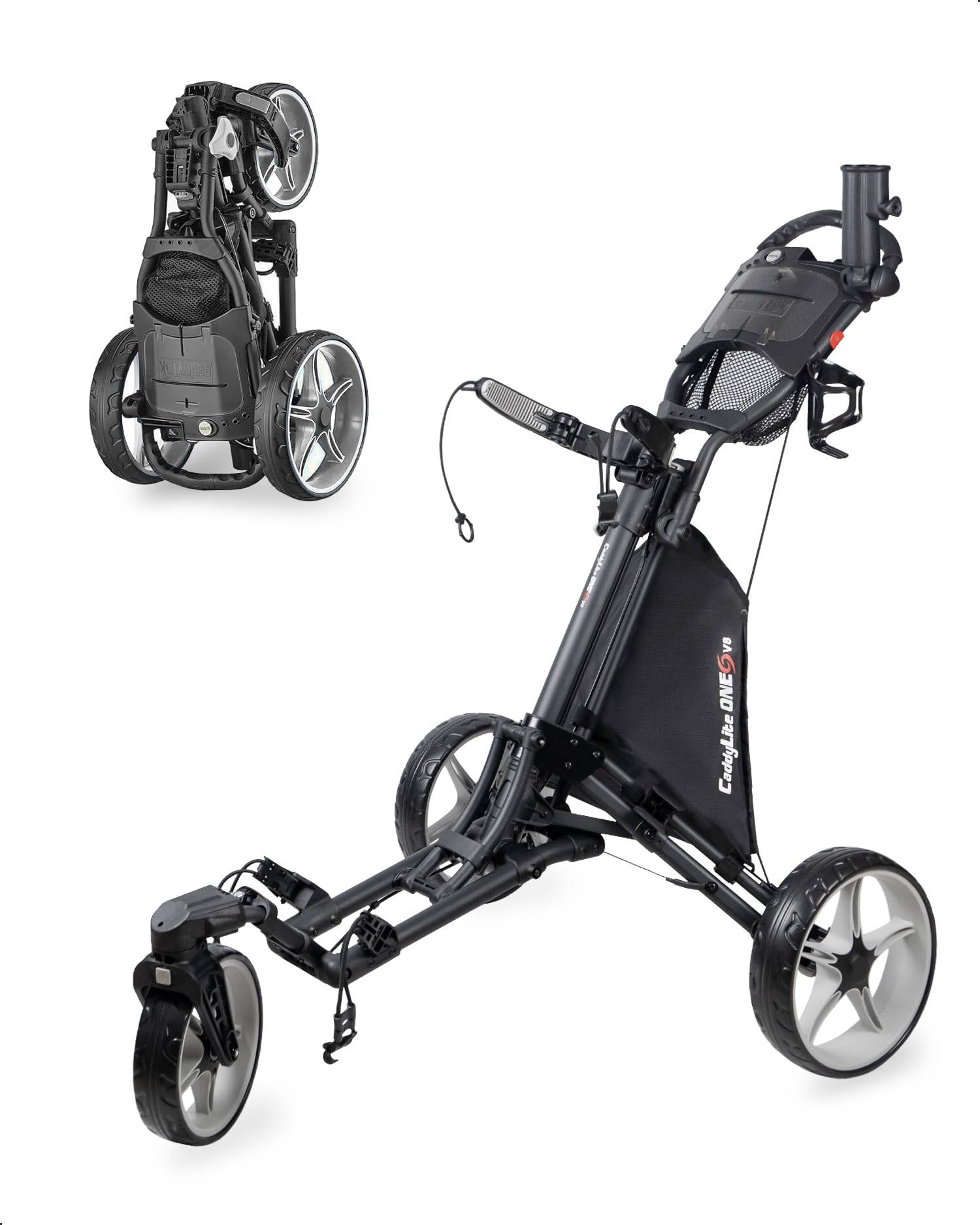 Caddytek Unisex Caddylite One - Swivel V8,Golf Push Cart Trolley, 3 Wheels Golf Push Carts