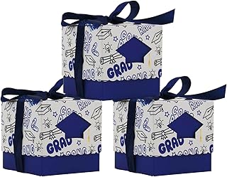 50 cajas de chocolate de graduación con cintas, caja de regalo de papel para sombrero de soltero, suministros de fiesta de graduación, color amarillo para ceremonia