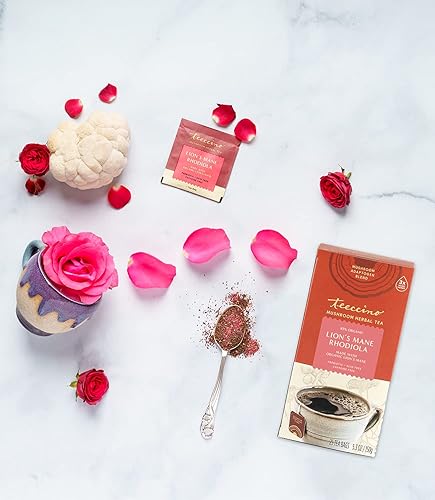 Miniatura 6 de Teeccino Lion's Mele Rhodiola Rose - Té de hierbas adaptógeno de hongos - Apoya tu salud con hongos y hierbas adaptógénicas, 25 bolsas de té